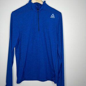 𝅺reebok BLUE 1/4 zip long sleeve drifit like material with thumb h…